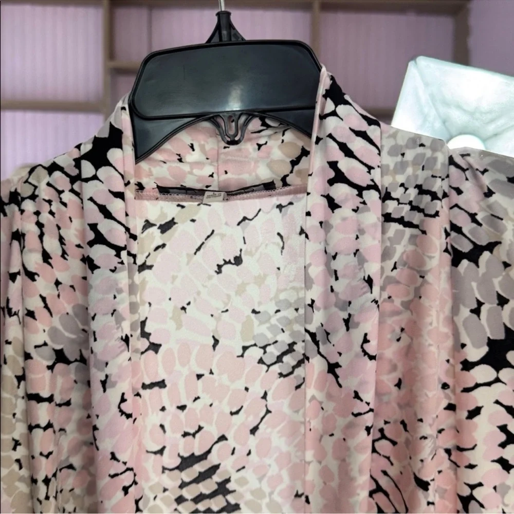 Kasper Stylish Pink and Gray Patterned Cardigan size large drape - Picture 3 of 6